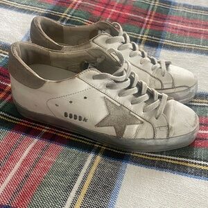 Golden Goose GGDB Leather Sneakers with Gray Star Accent